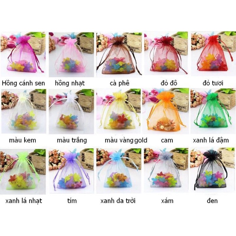 Túi vải voan dây rút màu trơn nhiều size(set 100c) vui lòng xem kỹ mô tả sản phẩm bên dưới