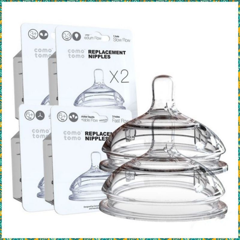 set 2 Núm ti silicone Comotomo dùng cho bình como dung tích 150ml/250ml