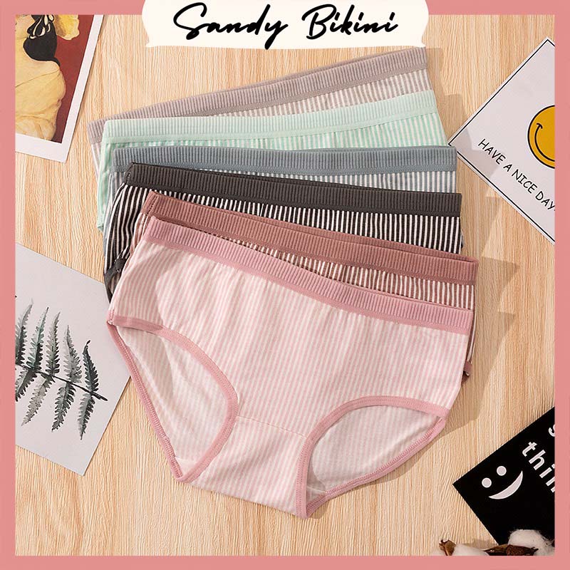 Quần Lót Nữ Cotton Tăm Phối Kẻ Siêu Đẹp 031