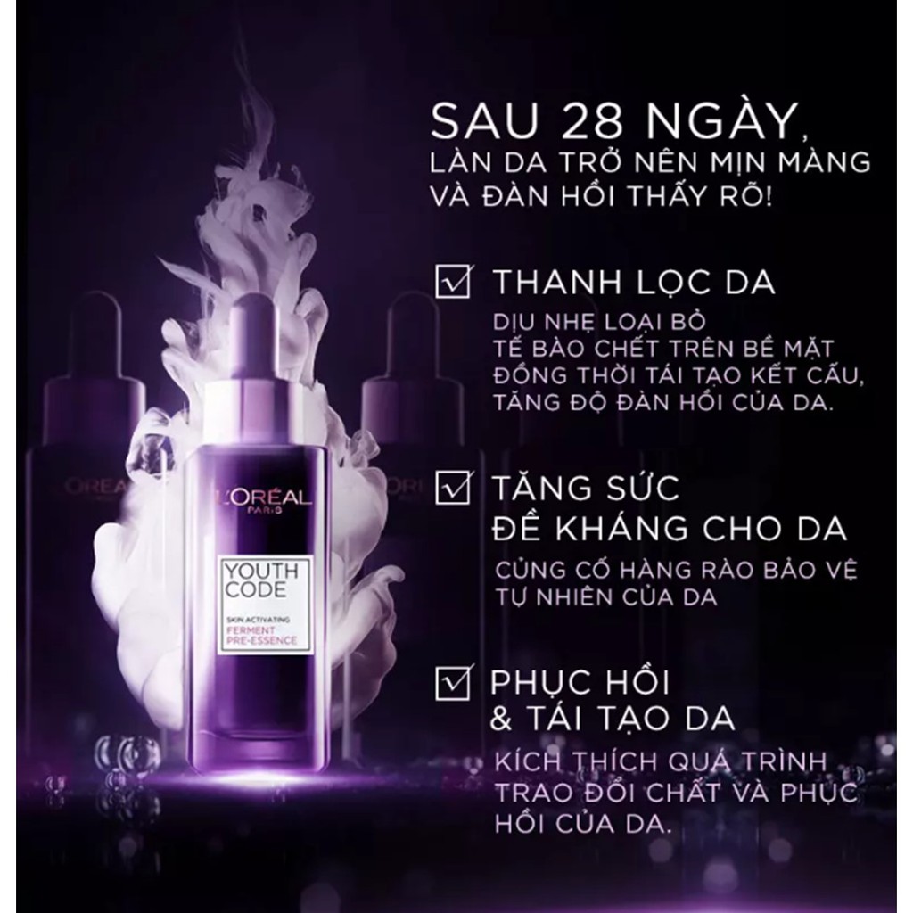 Hoạt Chất L'Oreal Tươi Trẻ Da, Ngừa Lão Hóa Youth Code Skin Activating Ferment Pre-Essence 7.5ml (Minisize)