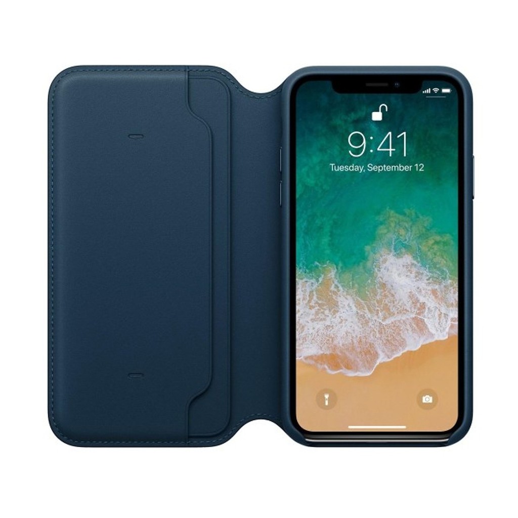 Bao da Leather Folio Apple dành cho iPhone X / Xs có ngăn đựng thẻ tự động tắt mở màn hình - hàng chính hãng