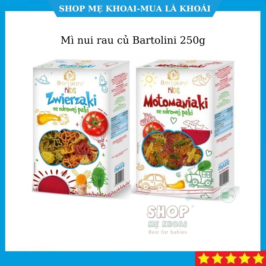 Mì nui rau củ cho bé ăn dặm Bartolini 250g