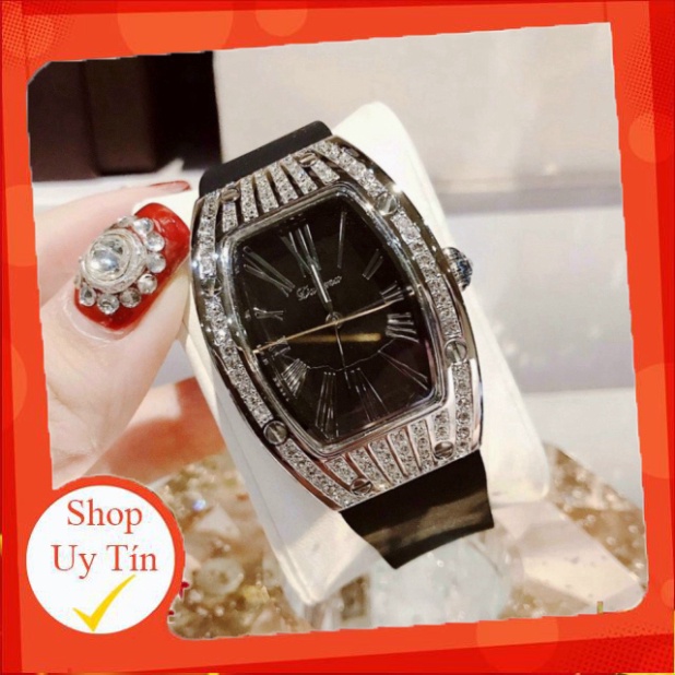 Đồng hồ nữ Davena mặt bầu quai silicon mềm dẻo, bảo hành 12 tháng