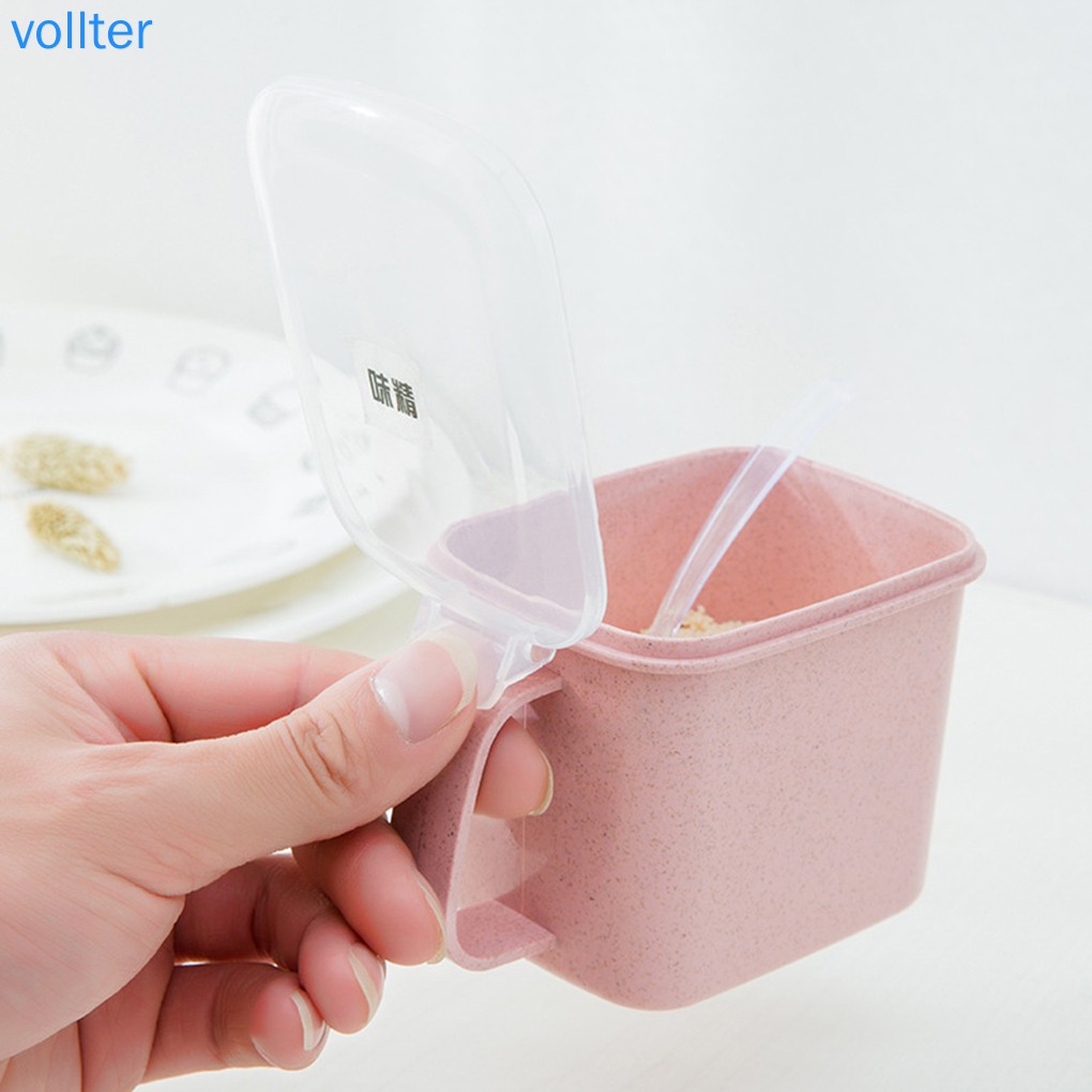 Bộ hộp đựng gia vị 4 ngăn có muỗng nhỏ sử dụng tiện lợi