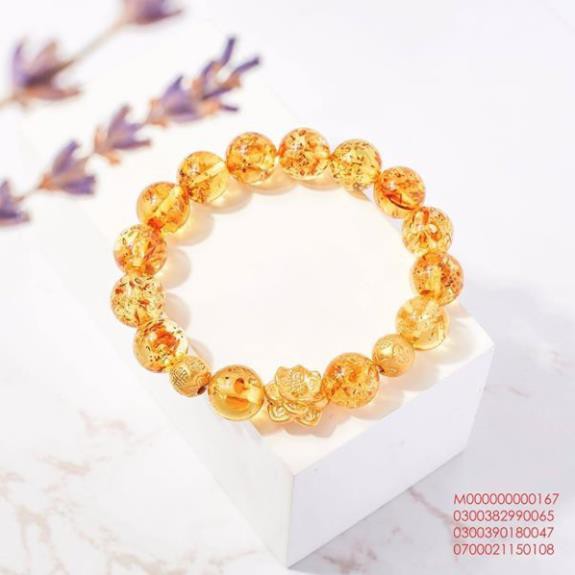 Vòng Tay Đá Hổ Phách Thiên Nhiên Mix Charm Vàng 24K [ANCARAT]