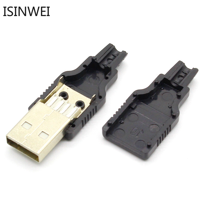 Set 10 đầu nối ổ cắm Type A USB 4 Pin với 3 vỏ bọc nhựa màu đen
