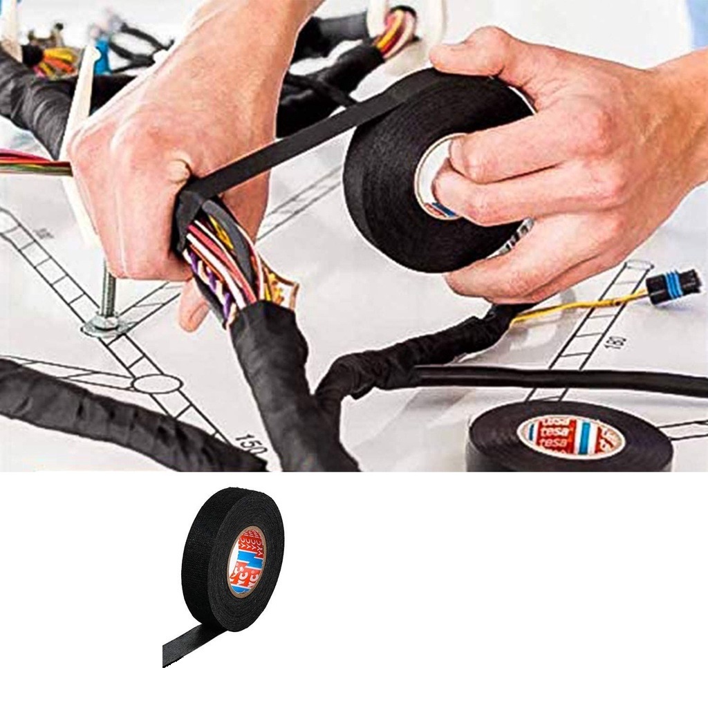 Cuộn băng keo vải  cách nhiệt quấn dây điện 15m sử dụng được cho xe hơi, ô tô