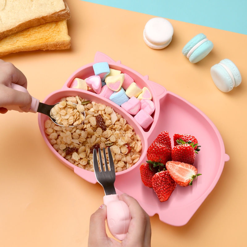 ♛Bộ Dụng Cụ Ăn Uống Bằng Silicone Tiện Dụng Cho Bé