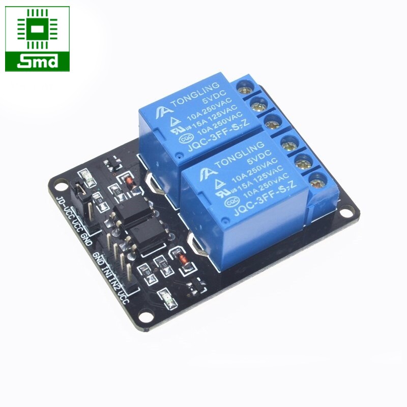 Module 2 relay 2 kênh với opto cách ly 5V đóng cắt thiết bị điện 10A