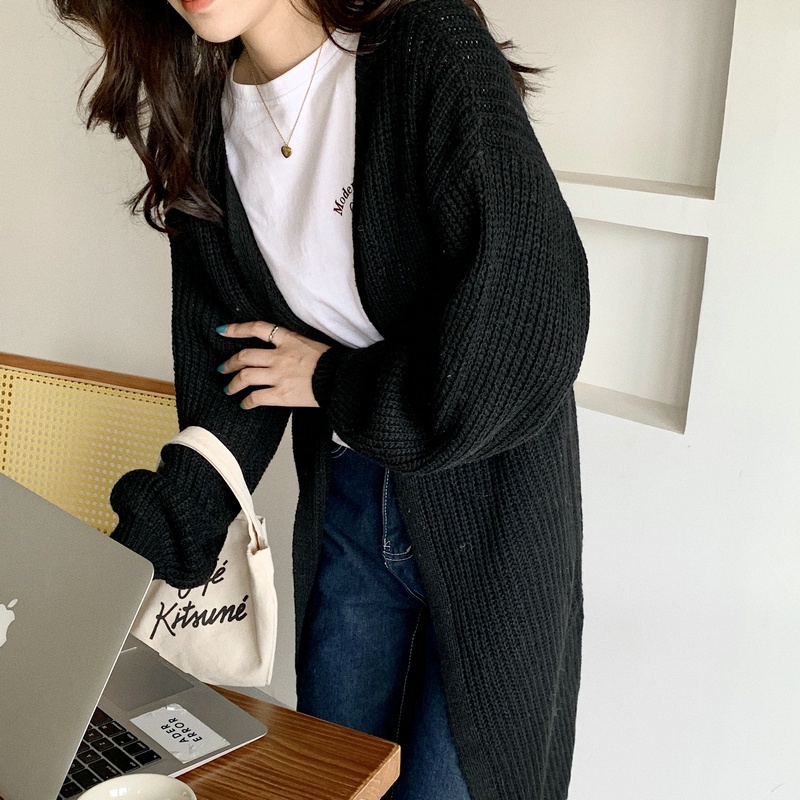 SUXI Áo Khoác Cardigan Bằng Vải Dệt Kim Dáng Rộng Rãi Phong Cách Cổ Điển Hàn Quốc Sành Điệu Cho Nữ