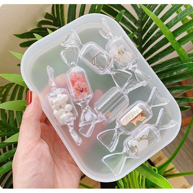 Hộp Đựng Trang Sức Trong Suốt Hình Viên Kẹo Dễ Thương