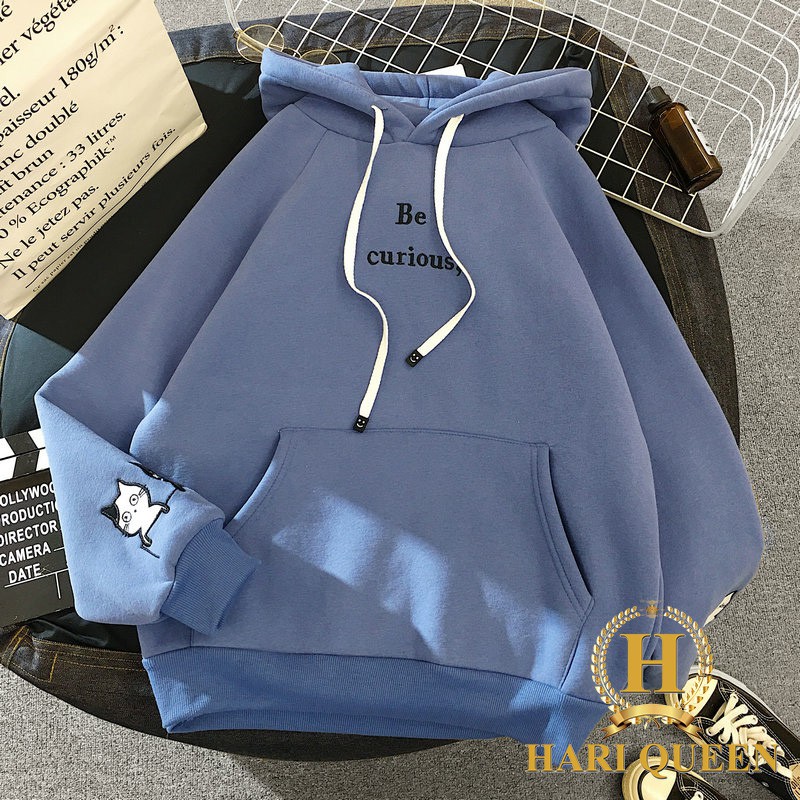 Áo hoodie hai mèo con in tay HARIQUEEN