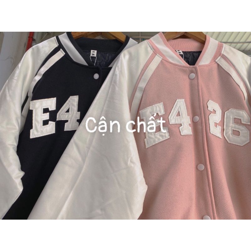 Áo Khoác Bomber Dạ Phối Tay Da Trần Phao Dáng Rộng Unisex Cho Cả Nam Nữ Chữ E426 | BigBuy360 - bigbuy360.vn