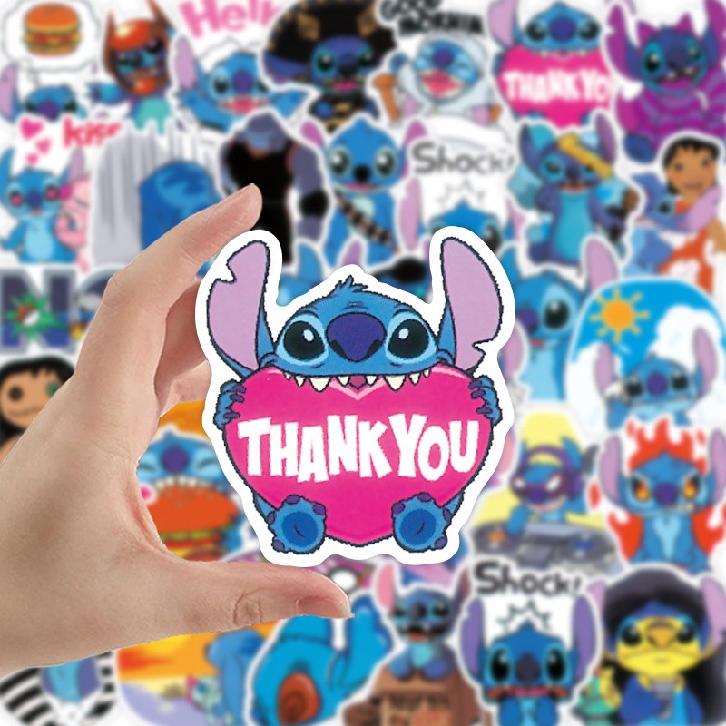 Set 100 miếng sticker hoạt hình Stitch dán trang trí đáng yêu