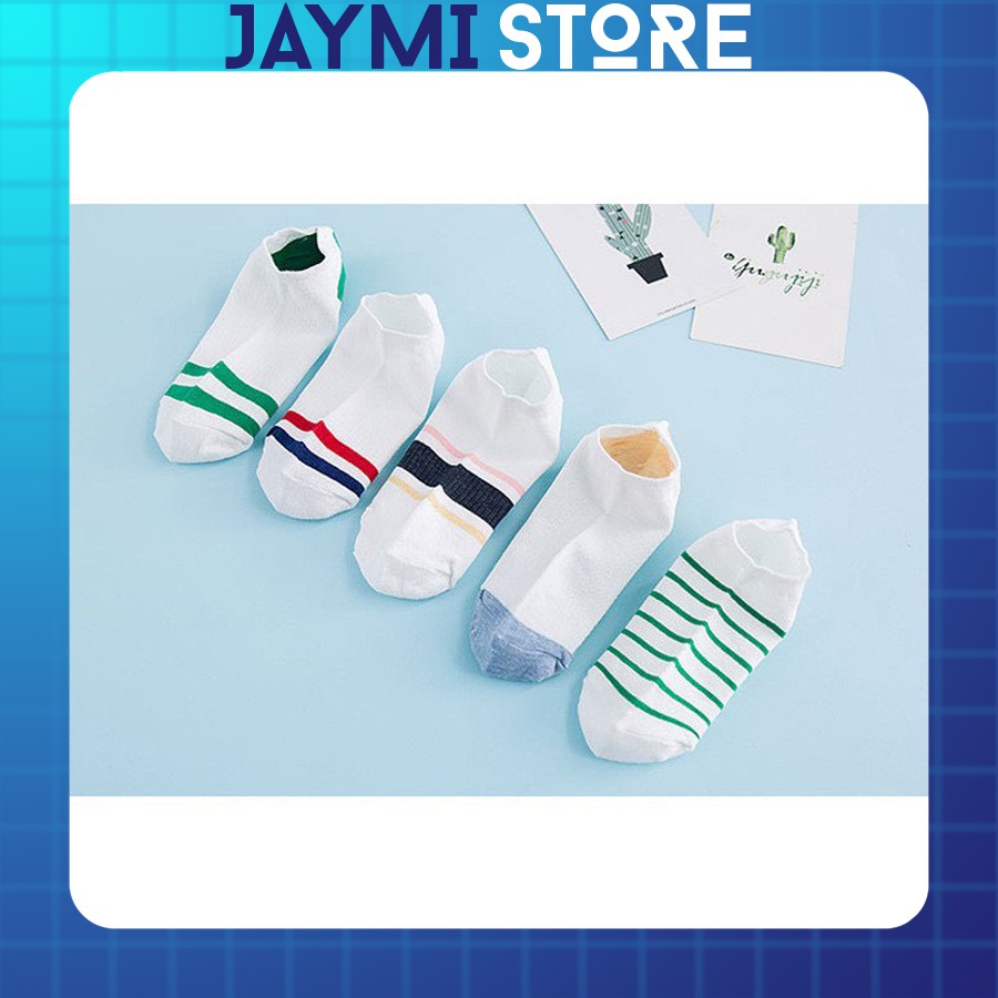 [QUẢNG CHÂU] Tất Vớ Cotton cổ ngắn sọc phong cách Hàn Quốc, hàng taobao có sẵn