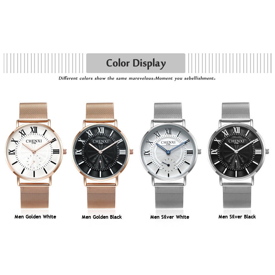 Đồng Hồ Đeo Tay Chexi Bằng Thép Không Gỉ Siêu Mỏng Chống Nước Dành Cho Nam