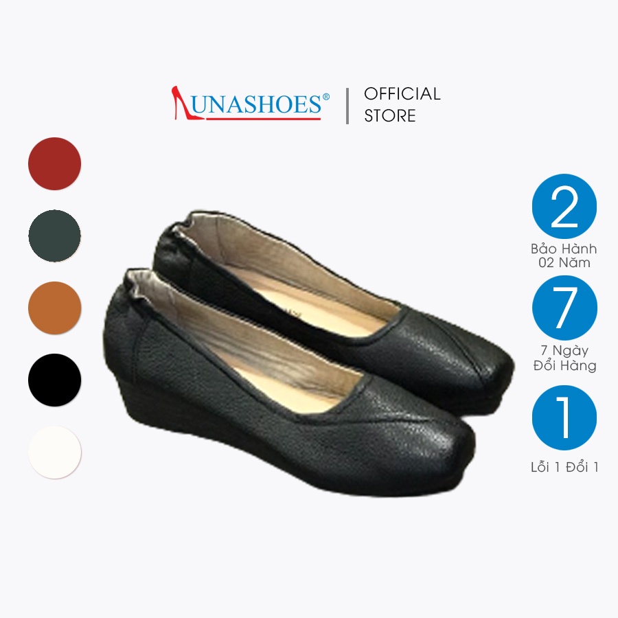 Giày đế xuồng nữ 3p Lunashoes (24803) giầy búp bê mũi tròn da thật cao cấp dễ đi kiểu Hàn quốc nhiều màu trung niên nữ
