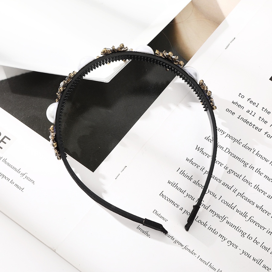 Băng Đô Cài Tóc Đính Đá &amp; Ngọc Trai Giả Bằng Kim Loại