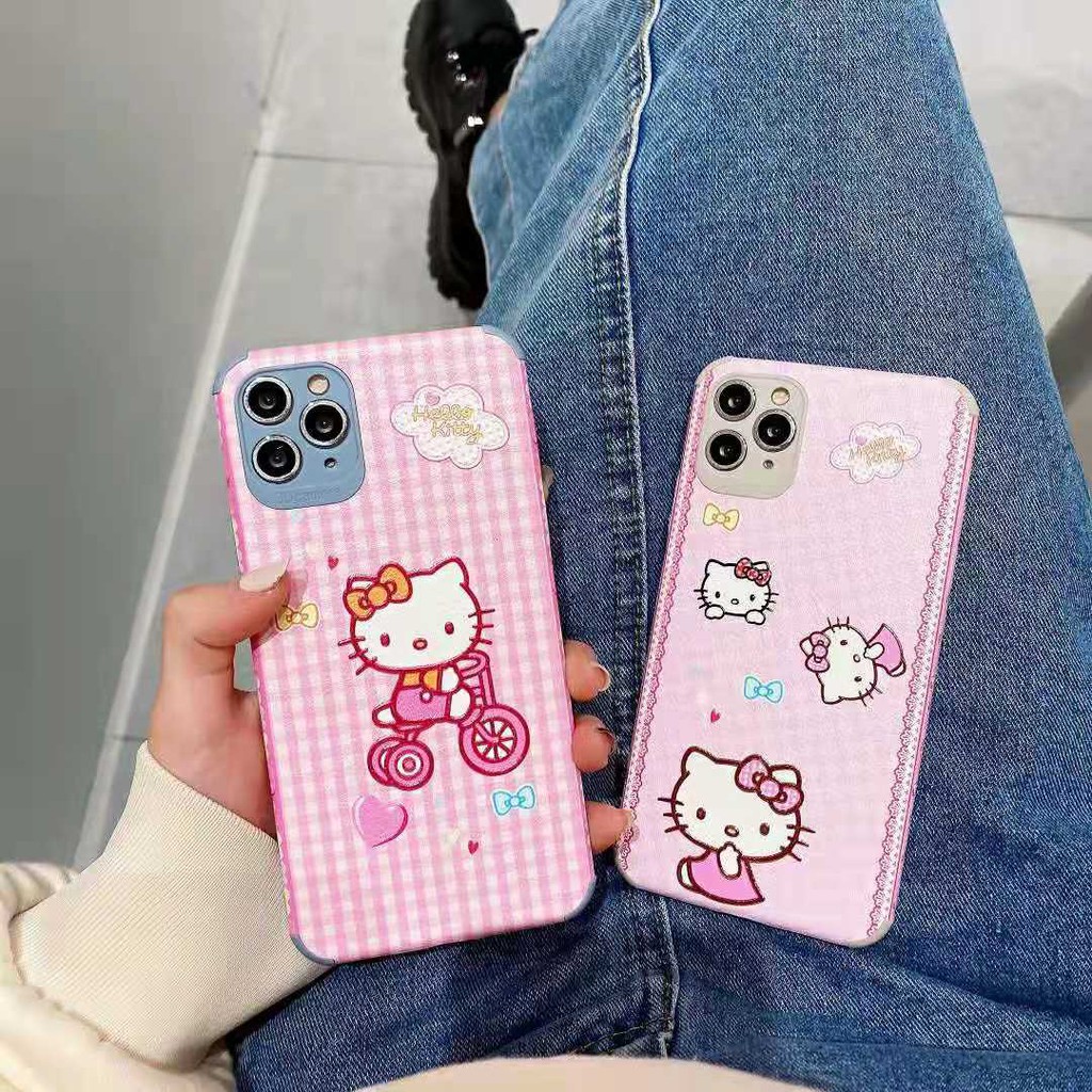 Ốp Điện Thoại Da In Hình Hello Kitty Đáng Yêu Cho Iphone 11 12 Pro Max Xs Xr 7 Plus