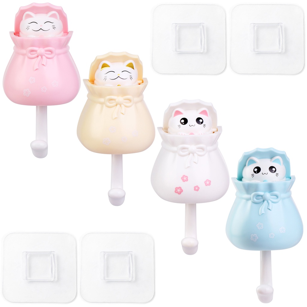 Set 1/4 Móc Treo Chìa Khóa Hình Chú Mèo Dễ Thương Tiện Dụng