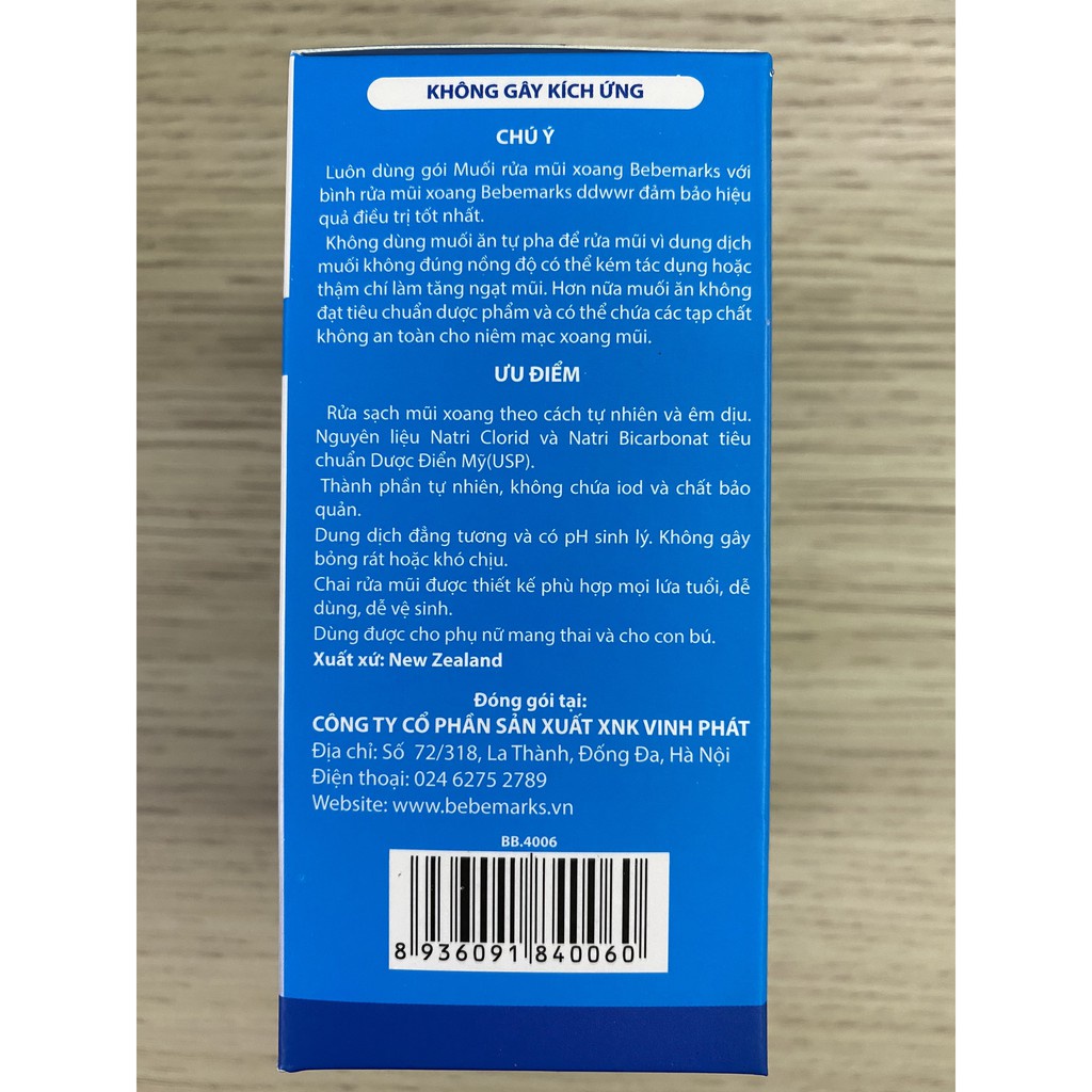 Muối Rửa Mũi Xoang Tự Nhiên Bebemarks,Ngạt Khô,Chảy Nước Mũi Cho Bé,Phụ Nữ Có Thai. Nhập Khẩu New Zealand