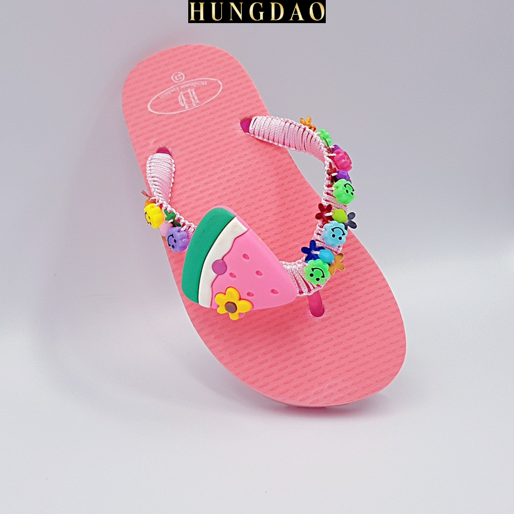 Dép nữ trẻ em HD đính sticker dưa hấu cute mang đi chơi có đế chống trơn trượt đủ size nhiều màu