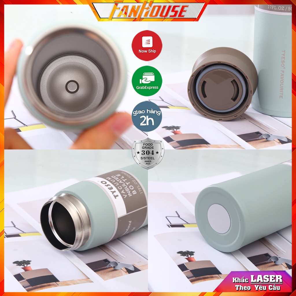 Bình Tyeso Favour chính hãng giữ nhiệt 12h ly nước dung tích 500ml inox 304 Fan House khắc tên theo yêu cầu