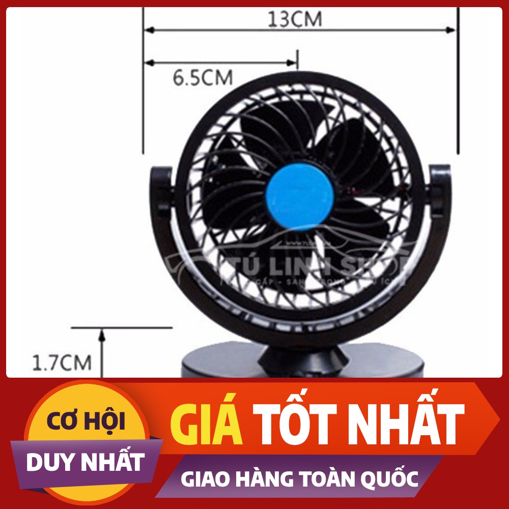 Quạt máy đôi mini 12v, 24v xoay 360 tiện ích trên ô tô, xe hơi cao cấp