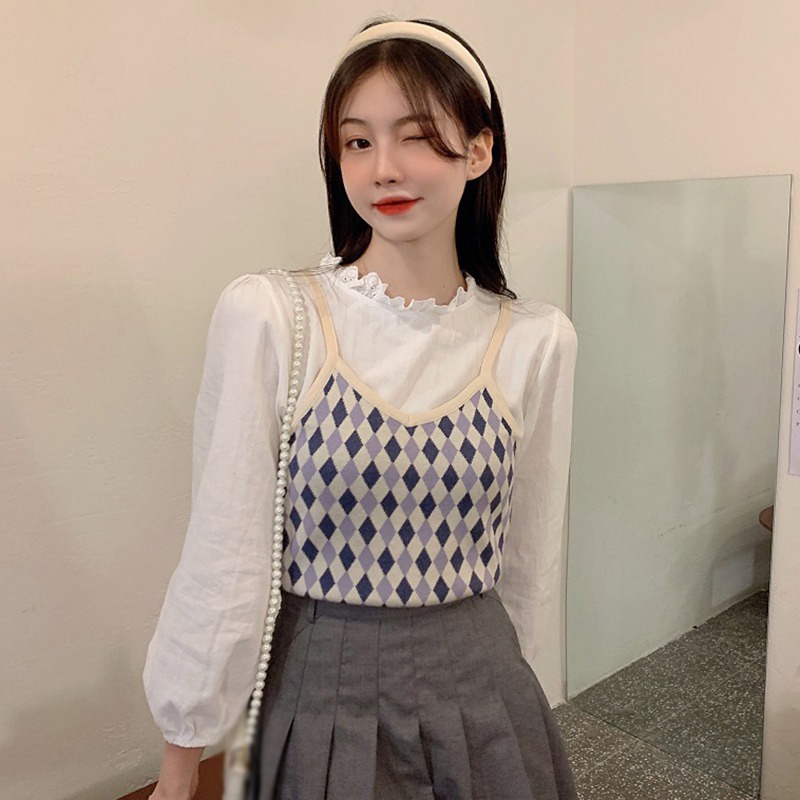 Áo croptop dệt kim sát nách cổ chữ V form ôm phong cách quyến rũ cho nữ