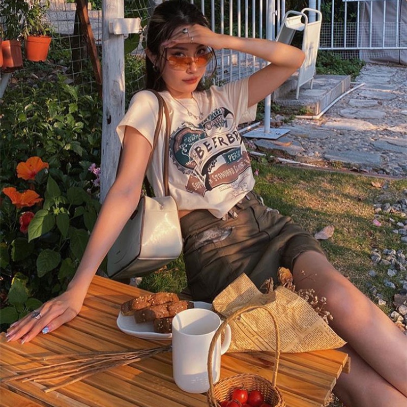 Chân Váy Denim Lưng Cao Thiết Kế Đan Dây Thời Trang Mùa Hè Cho Nữ