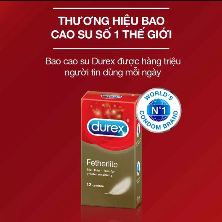 (Freeship 50K) Bao Cao Su Durex Fetherlite Siêu Mỏng 12 chiếc