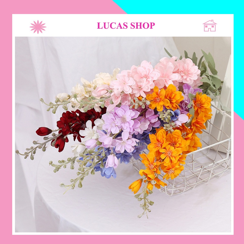 Hoa giả - Hoa phi yến Lucas 70cm nhiều màu sắc trang trí đẹp, thanh mát