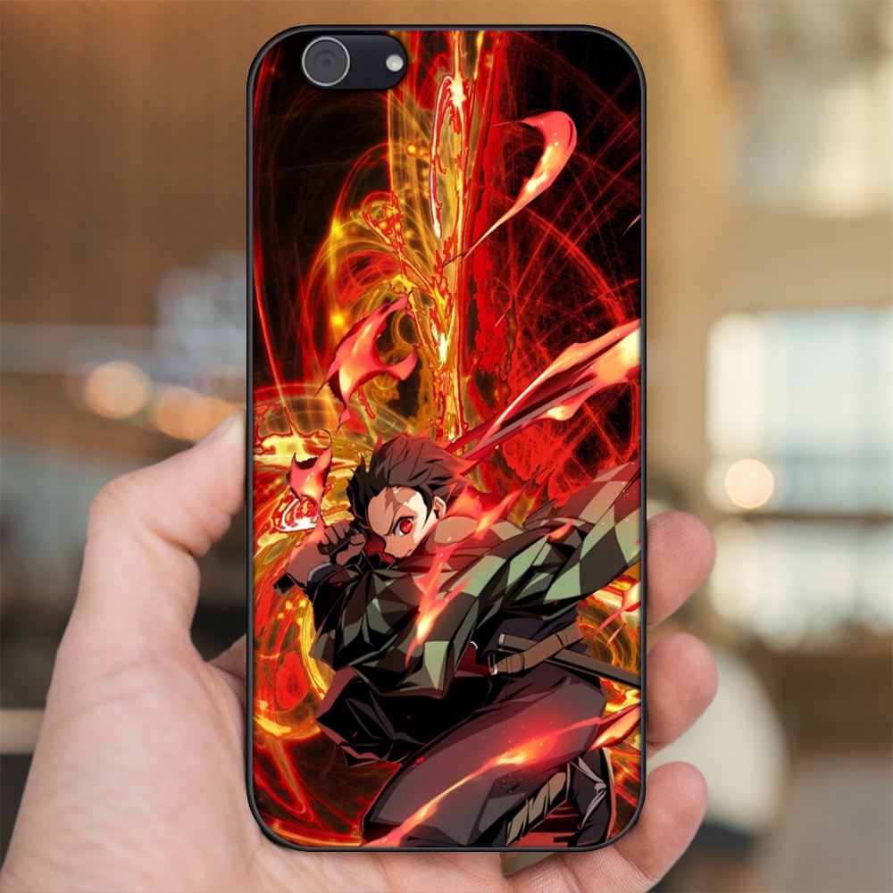 Ốp lưng Vivo Y53, Y69, Y71, Y81, Y83 viền đen in hình Tanjiro Kimetsu No Yaiba