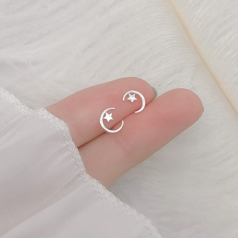 Đôi bông tai mạ bạc 925 hình bán nguyệt kiểu cách đơn giản