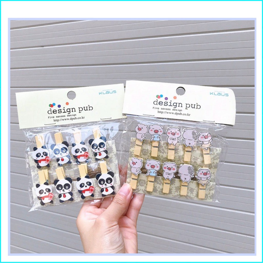 Set 10 kẹp ảnh gỗ treo ảnh trang trí tường kèm dây thừng 2m quà lưu niệm