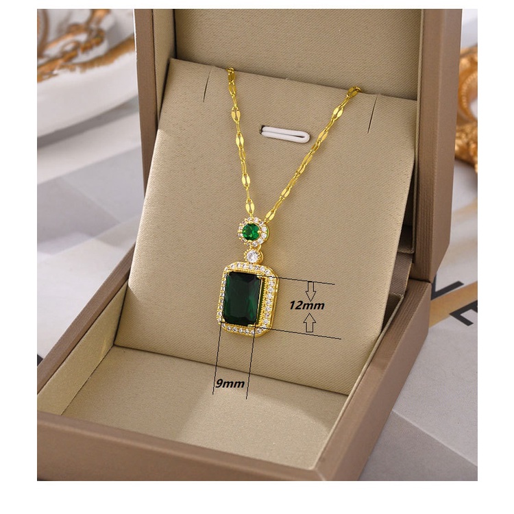 Vòng cổ Thép Titan Chất Lượng Cao Mặt Cỏ Ba Lá Đính Đá Màu Sắc Trơn Phong Cách Hip hop