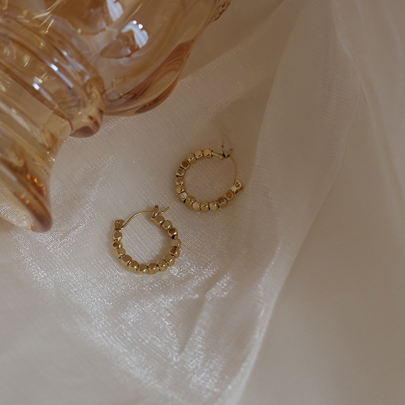 Khuyên tai nữ tròn mặt hạt mini cá tính S925, bông tai phong cách phụ kiện nữ Filibra - BT011