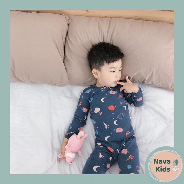 Đồ bộ dài tay cho bé Navakids, cotton co giãn 4 chiều size 80-140