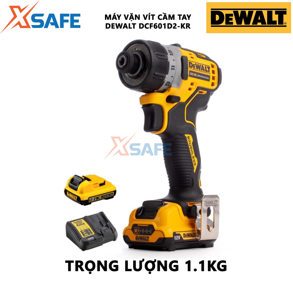 Máy vặn vít cầm tay DEWALT DCF601D2-KR Máy khoan dùng pin hiệu thế pin 12V, động cơ không chổi than, bền bỉ
