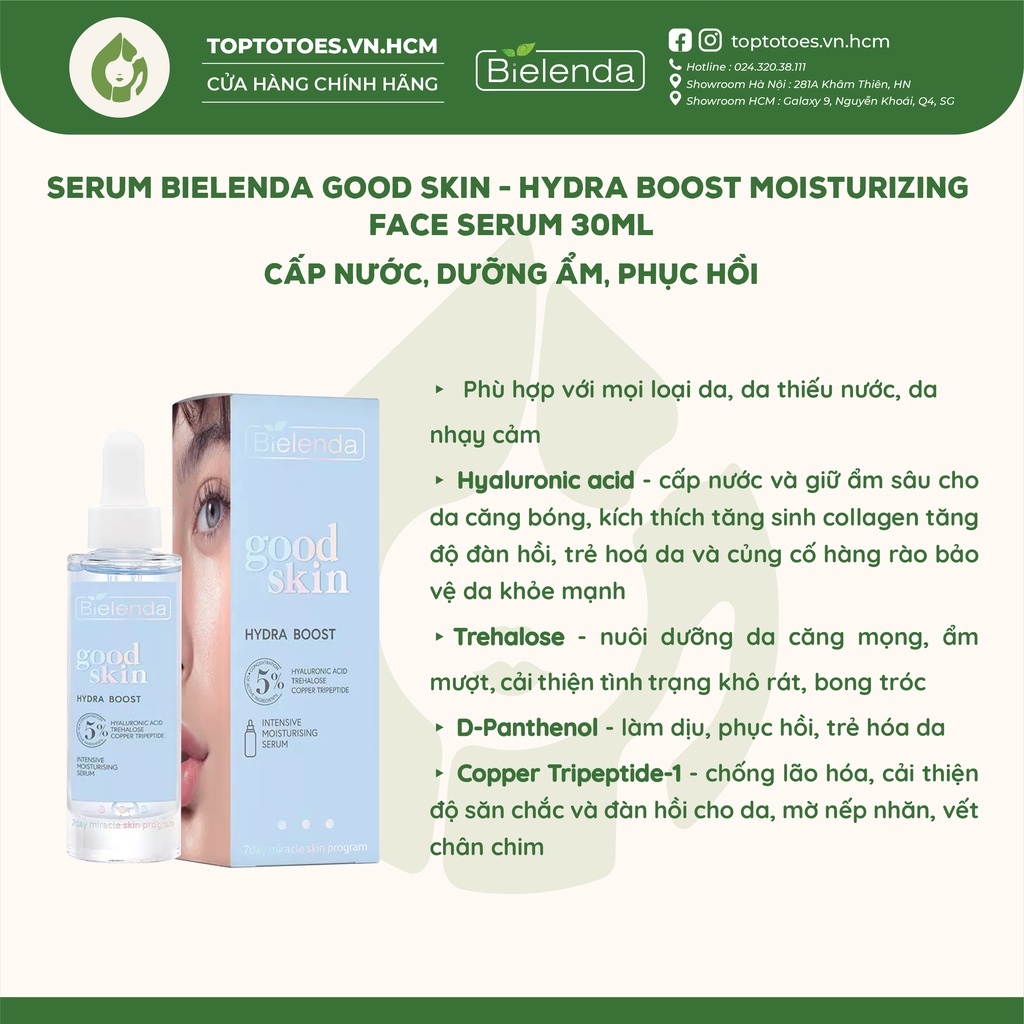 Serum Bielenda Good Skin giảm mụn &amp; thâm, dưỡng trắng, căng bóng da 30ml
