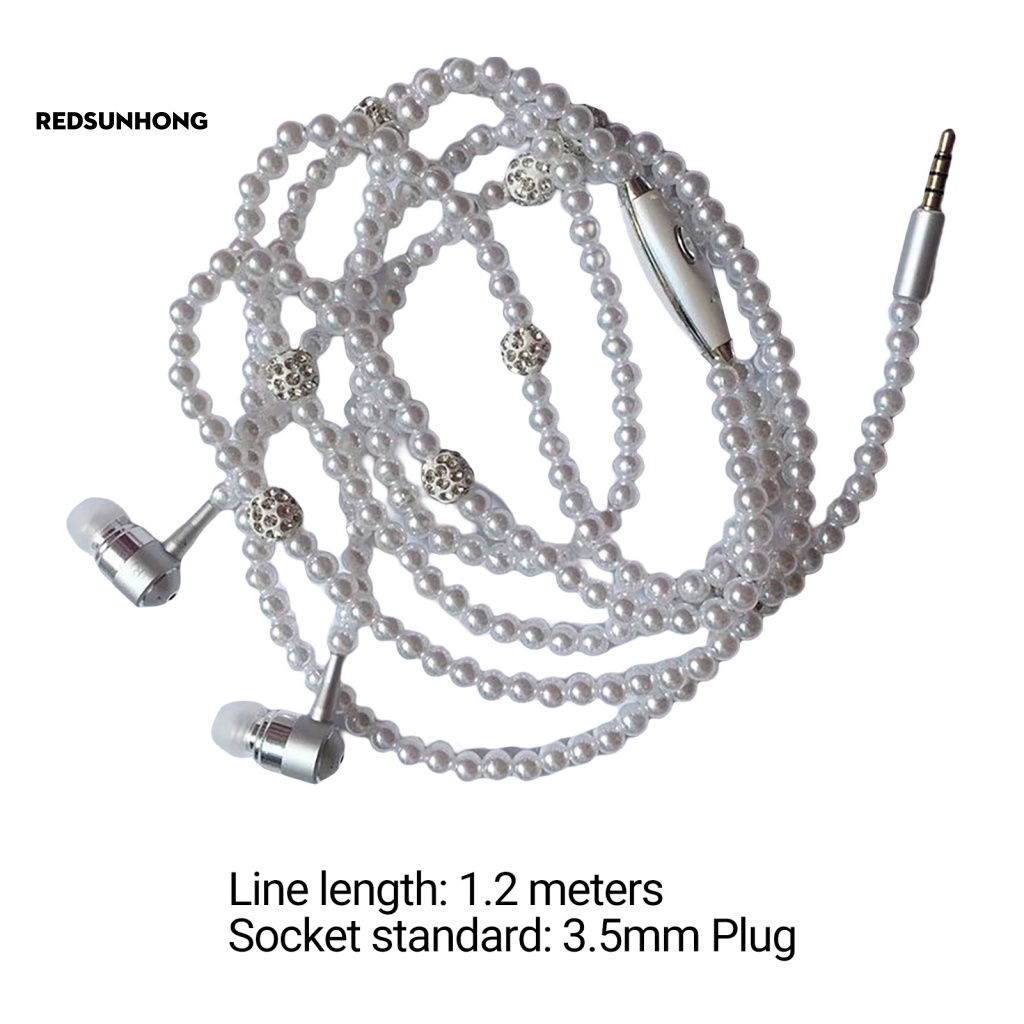 [RSH.z] Tai Nghe Nhét Tai Có Dây Chuỗi Ngọc Trai Giả Bằng ABS Cách Âm Dùng Làm Quà Tặng Sinh Nhật
