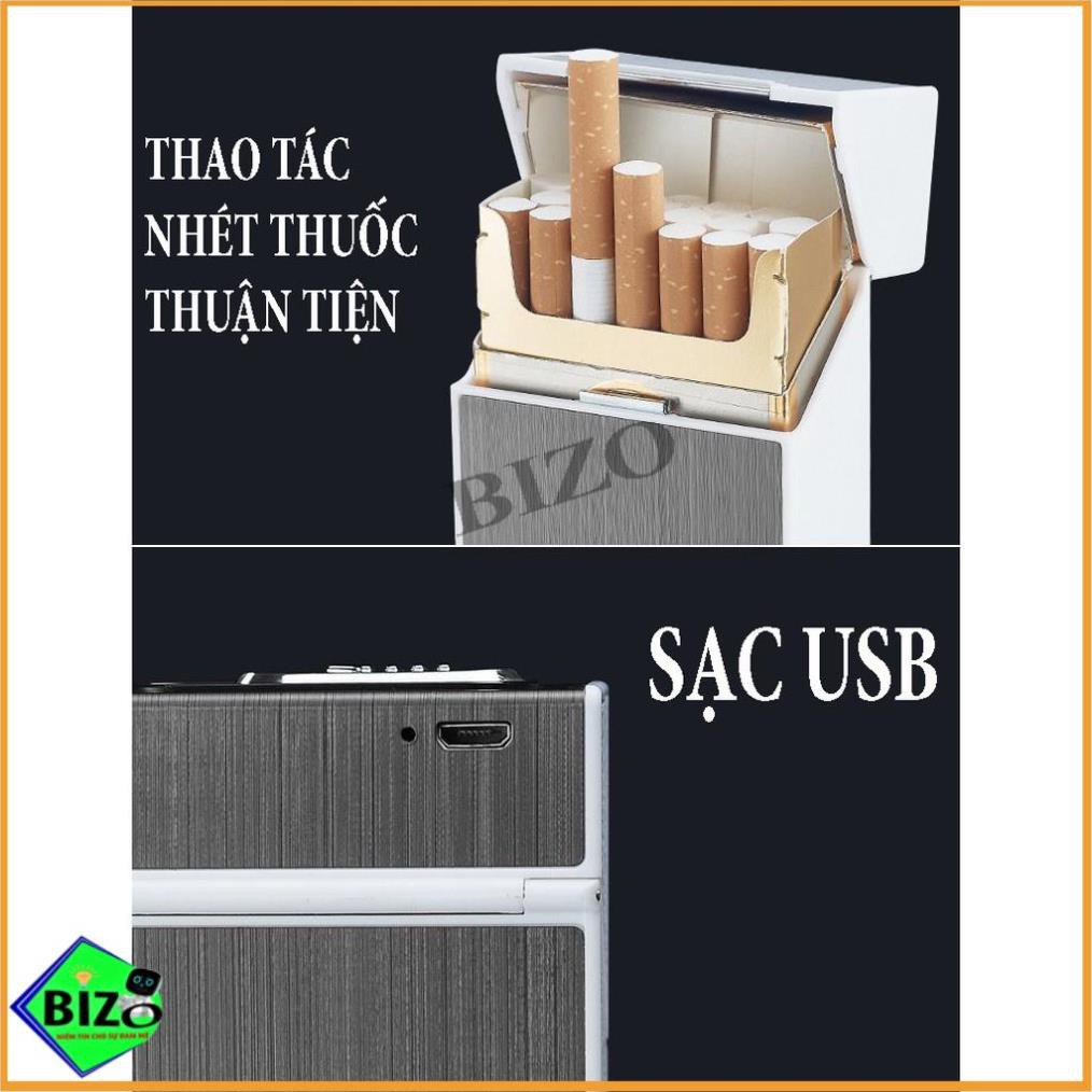 [SIÊU TIỆN LỢI - 2 trong 1] Hộp đựng thuốc lá 20 điếu chống ẩm, chống chịu va đập kiêm bật điện vonfram sạc USB