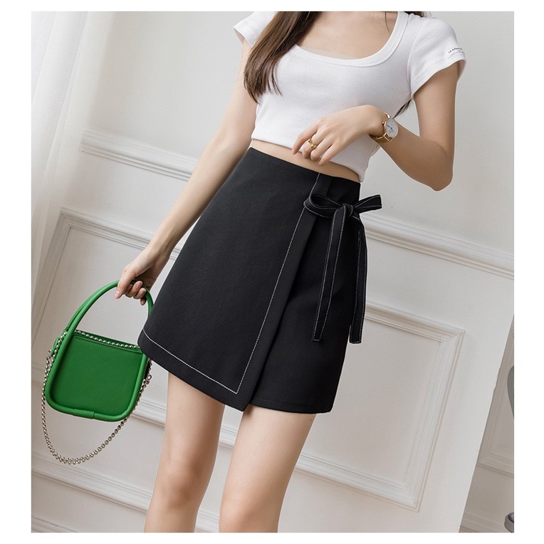 Chân váy ngắn công sở chữ A viền chỉ nổi phối nơ đơn giản độc đáo sang trọng vô cùng tôn dáng Mely's Fashion MLCV_002 | BigBuy360 - bigbuy360.vn