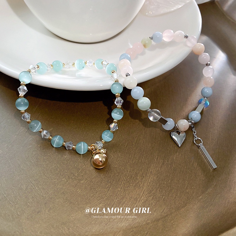 Vòng tay OIMG co giãn đính đá opal hình trái tim thời trang cho nữ