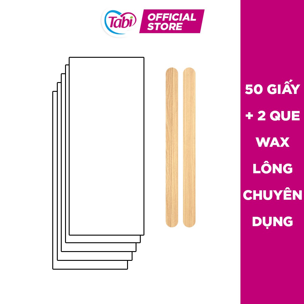 Giấy wax lông chuyên dụng, 50 tờ giấy wax lông và 2 que gạt sáp, giấy wax lông lách, lông chân, lông tay tại nhà - GWL