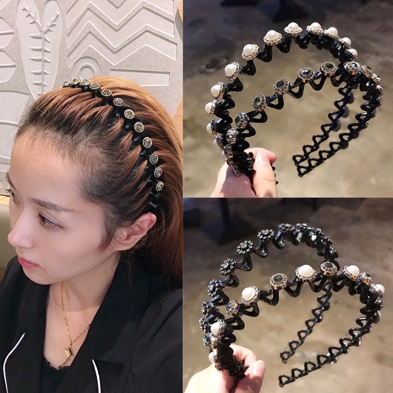 Lược Kẹp Tóc Mái Ngang Lưng Đính Ngọc Trai Nhân Tạo Gọn Gàng Cho Nữ