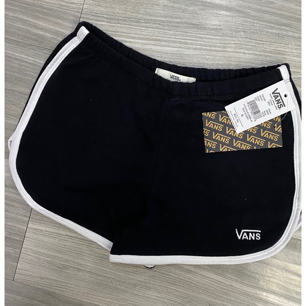 Quần Short Thun VANS THE WALL Viền Trắng In Logo Vàng Thể Thao Năng Động Cho Nữ - Hàng VIỆT NAM XUẤT KHẨU