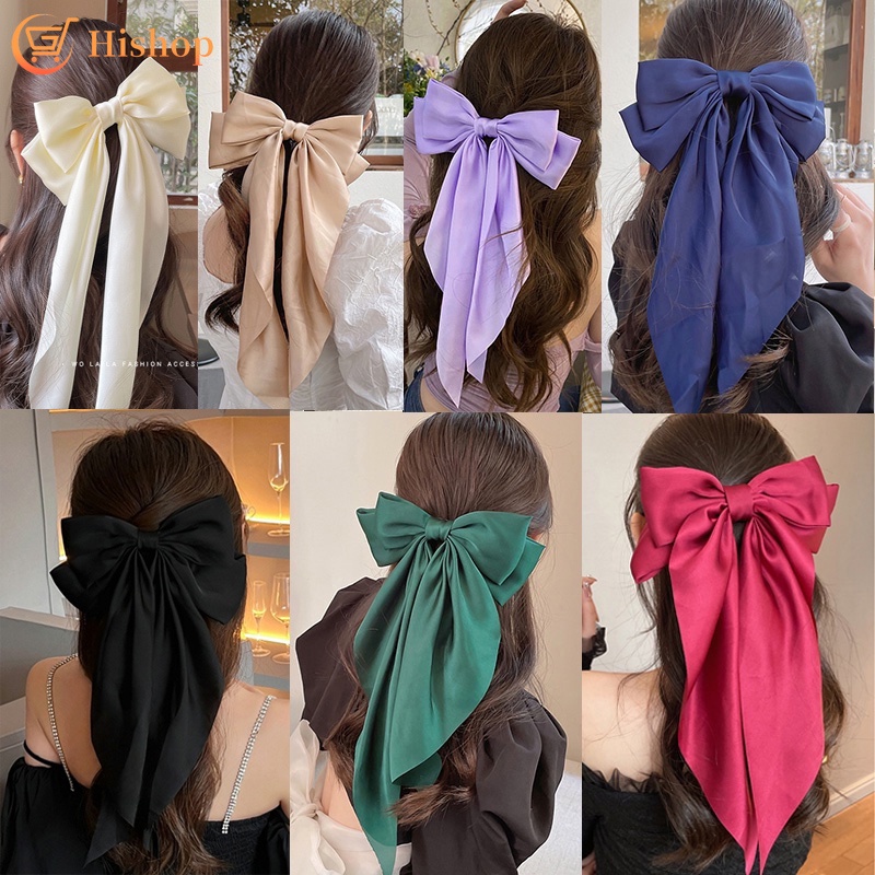 Kẹp Tóc Nơ Ruy Băng Phối Ren Thời Trang Cho Nữ