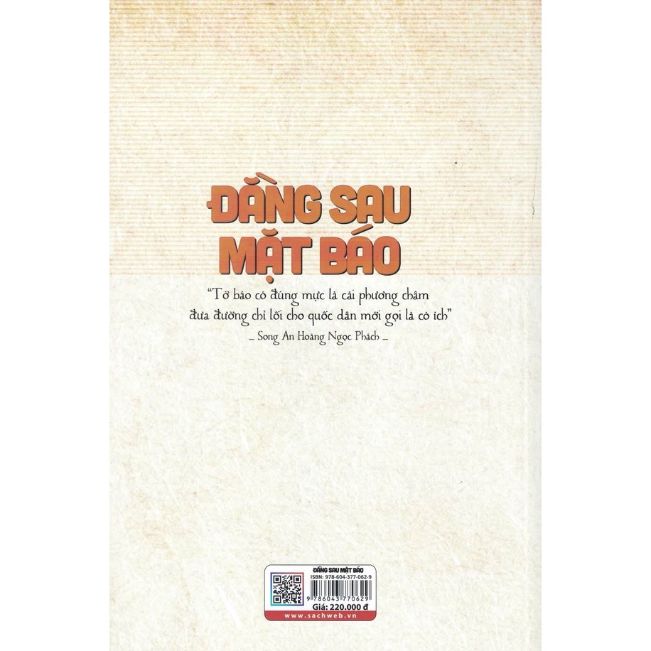 Sách - Đằng Sau Mặt Báo - Hồi Ký Chân Dung Báo Chí Việt Buổi Ban Đầu Đến 1945