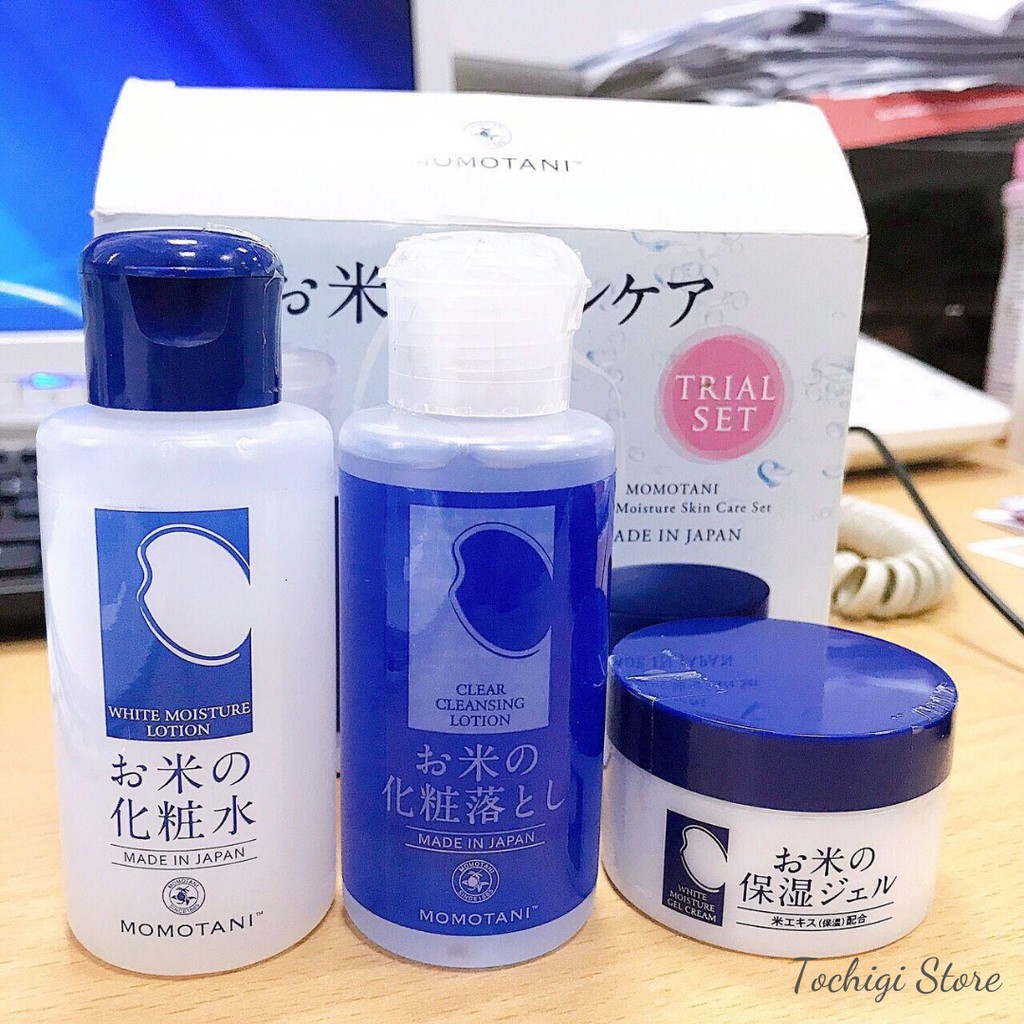 Set Mini Tẩy trang, Tonner, Kem dưỡng trắng da gạo hữu cơ MOMOTANI Meishoku Nhật Bản | BigBuy360 - bigbuy360.vn